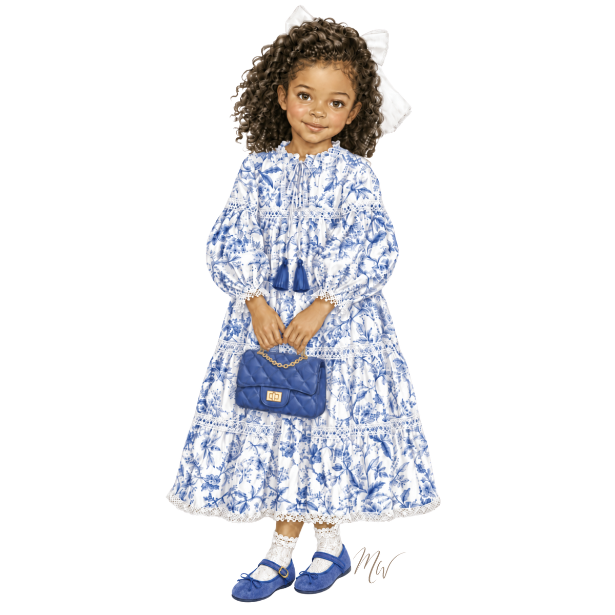 THE CHINOISERIE TERRACE | Girl Toile Dress Ensemble