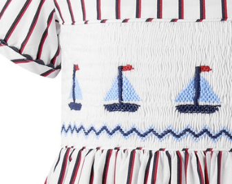 THE SAILING STRIPES | Baby Girl Smocked Nautical Dress Ensemble | Nº 3 Baby & Child