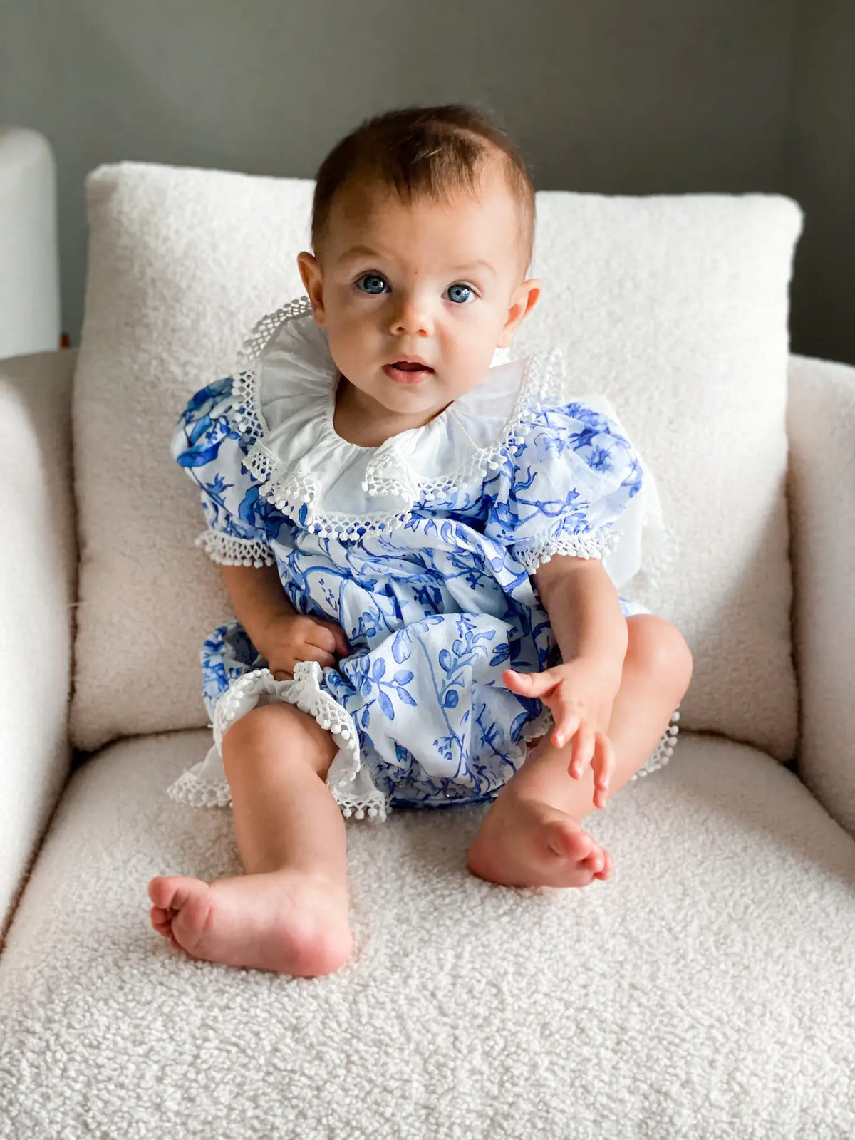THE CHINOISERIE TERRACE | Baby Girl Toile Romper Ensemble | Nº 3 Baby & Child