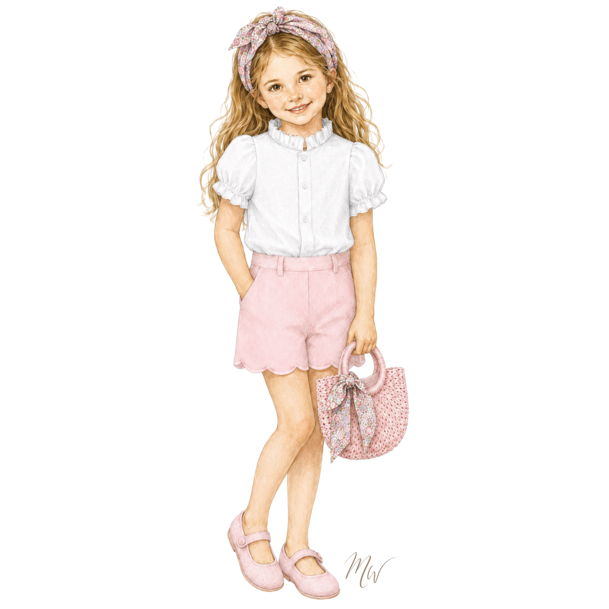 THE TUILERIES | Girl Shorts & Blouse Ensemble