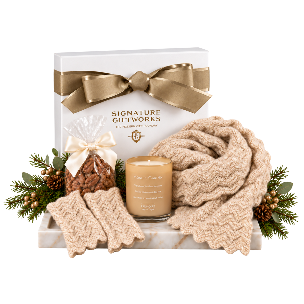 THE FIRESIDE | Woman Knit Scarf & Gloves Winter Gift Set
