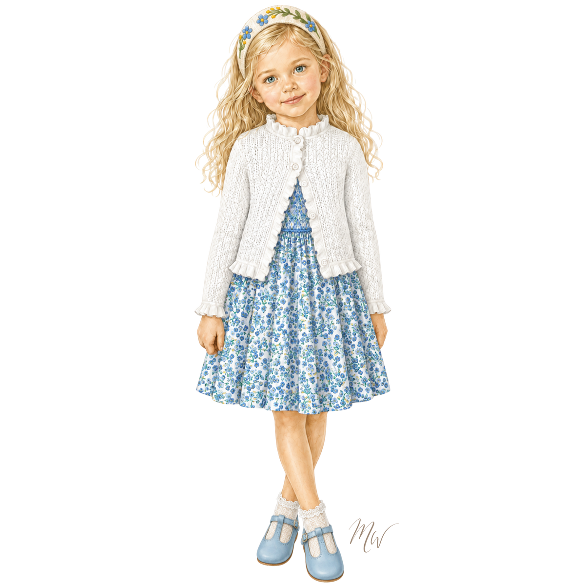 THE FORGET-ME-NOT | Girl Floral Smocked Dress Ensemble | Nº 3 Baby & Child