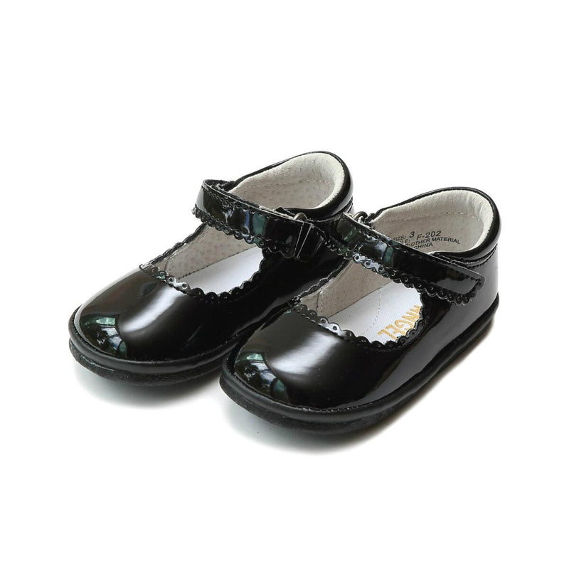 Black Patent Scalloped Mary-Jane Baby Shoe
