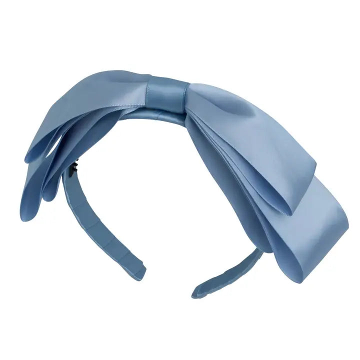 French Blue Satin Bow Headband