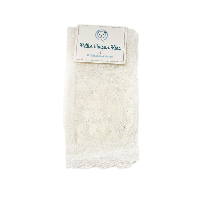 Ivory Full Lace Socks with Pearls