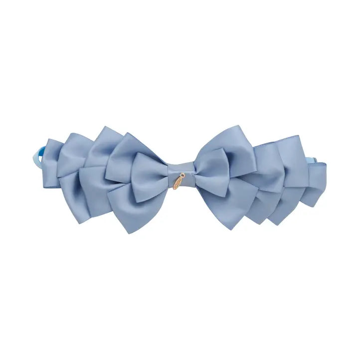French Blue Pleated Satin Headband Wrap