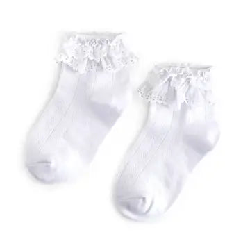 White Lace-Trimmed Pointelle Bobby Socks