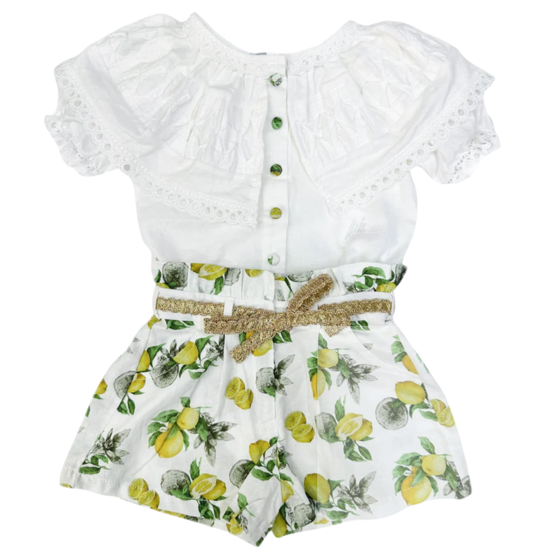 Lemon Blouse & Shorts Set