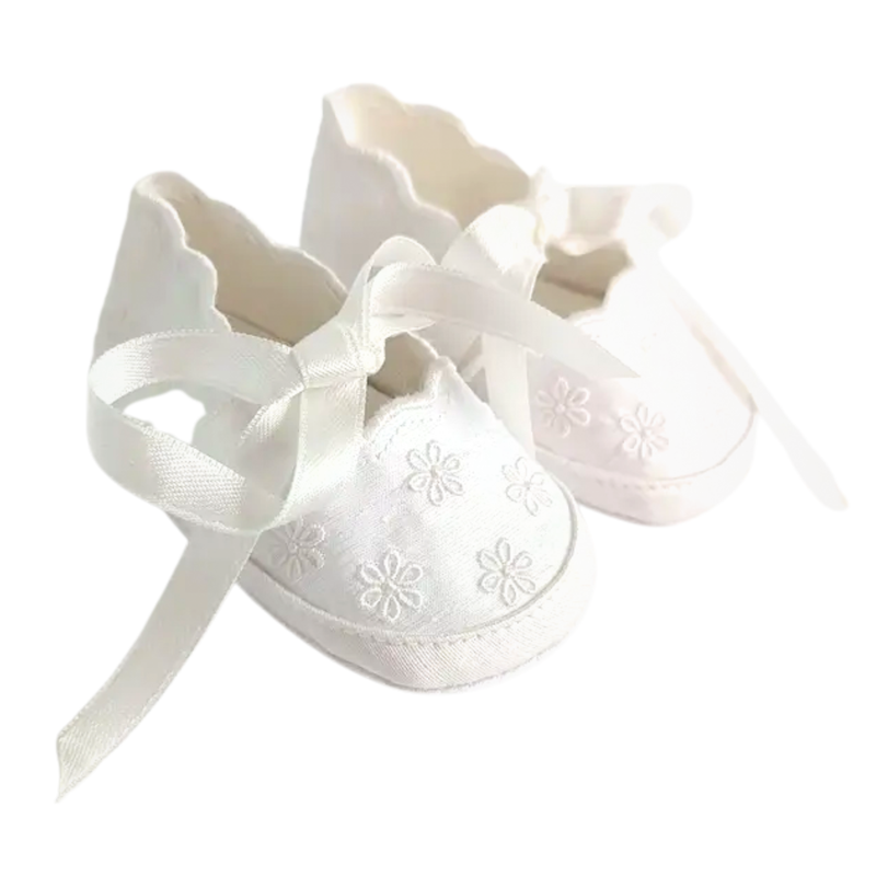 EMBROIDERED CHRISTENING SHOE WHITE