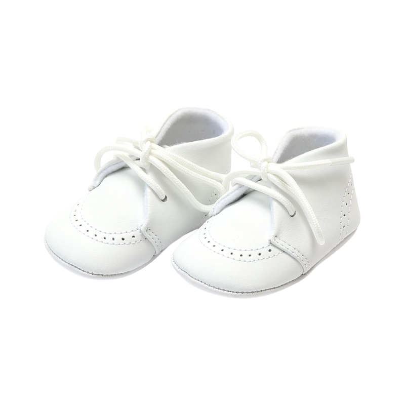 BENNY BROGUE LACE-UP SOFT SOLE CRIB SHOE WHITE