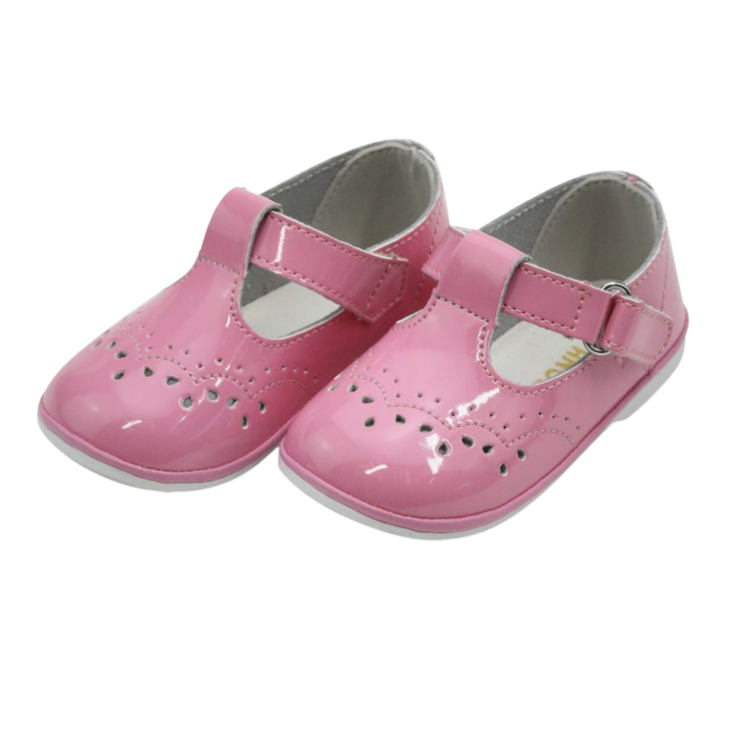 Pink Patent T-Strap Mary-Jane Flat