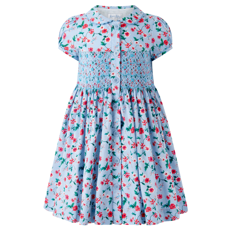 Blue Smocked Primrose Dress