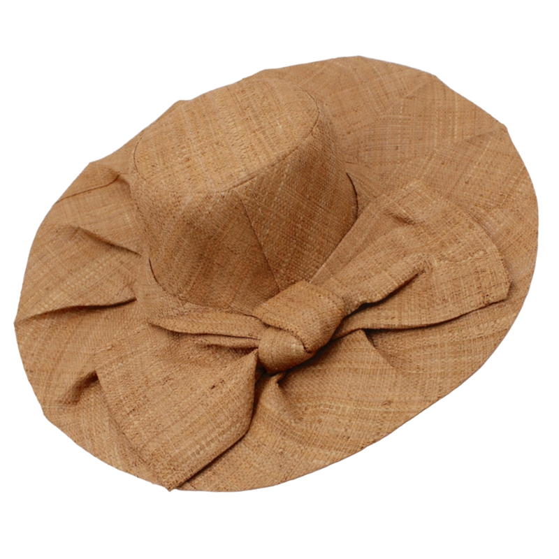 LILLY FAN PLEATED RAFFIA BOW HAT