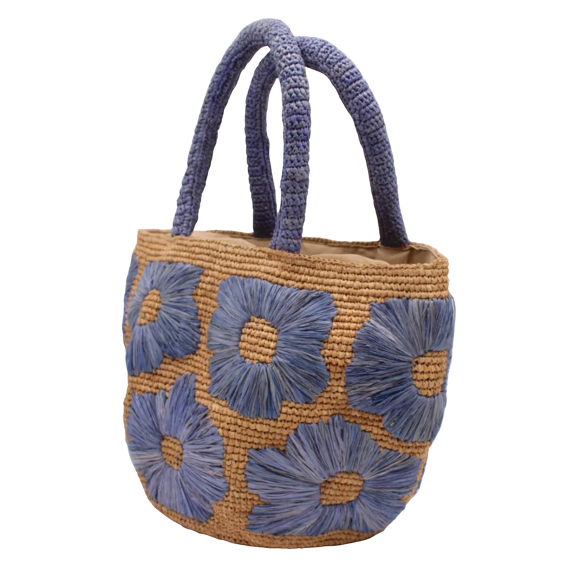 EVA EMBROIDERED FLOWER CROCHET RAFFIA BAG