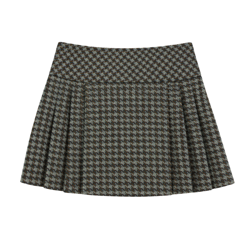 Peacock & Mocha Houndstooth Skirt