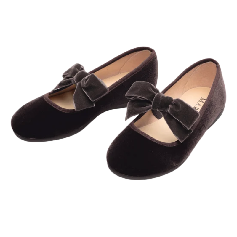 Brown Velvet Bow Mary Janes