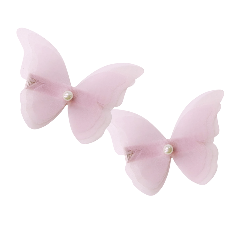 Pink Butterfly Hair Clips