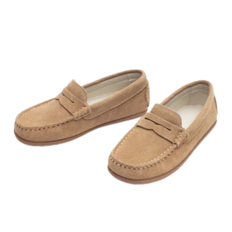 Camel Suede Penny Loafers