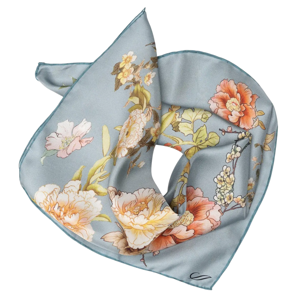 The Carina: powder blue floral silk bandana
