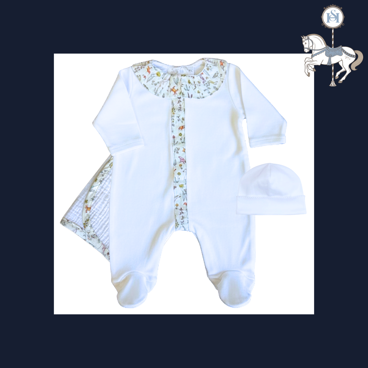 THE CARNIVAL OF ANIMALS | Newborn Liberty Fabric Trimmed Footie | Nº 3 Baby & Child