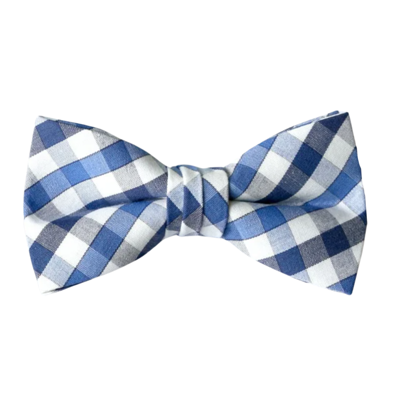 Blue Check Bow Tie
