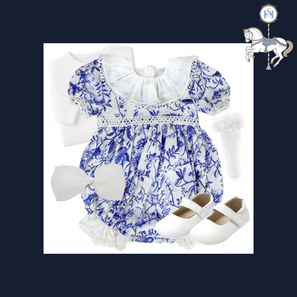 THE CHINOISERIE TERRACE | Baby Girl Toile Romper Ensemble | Nº 3 Baby & Child