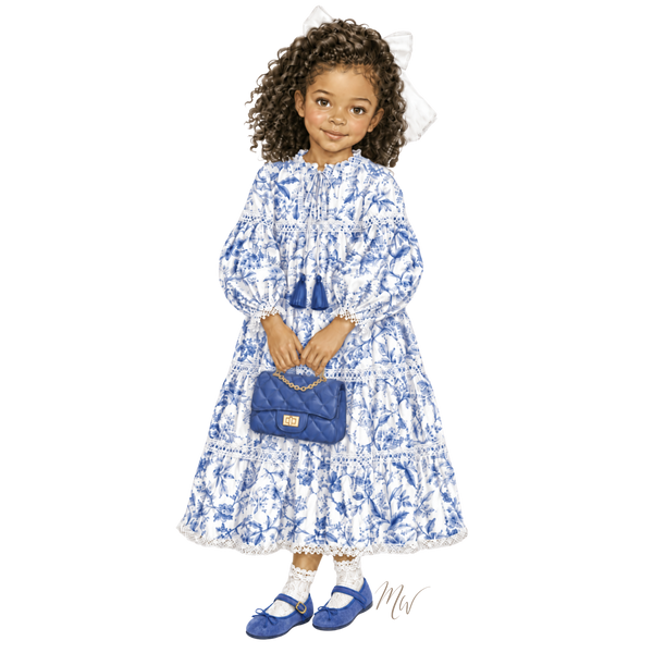 THE CHINOISERIE TERRACE | Girl Toile Dress Ensemble