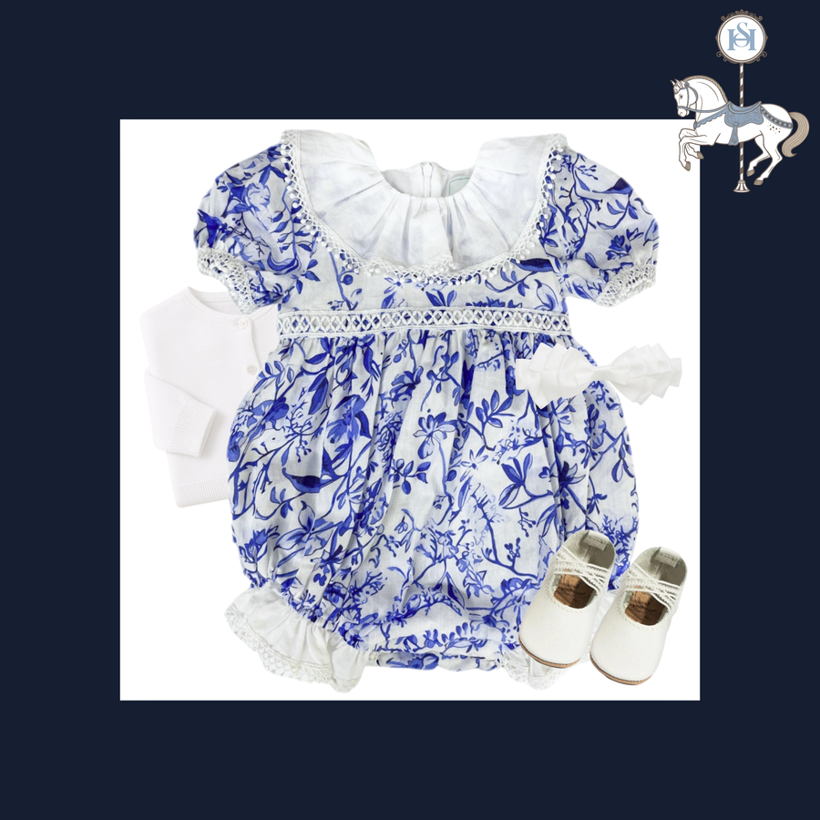 THE CHINOISERIE TERRACE | Newborn Girl Toile Romper Ensemble | Nº 3 Baby & Child