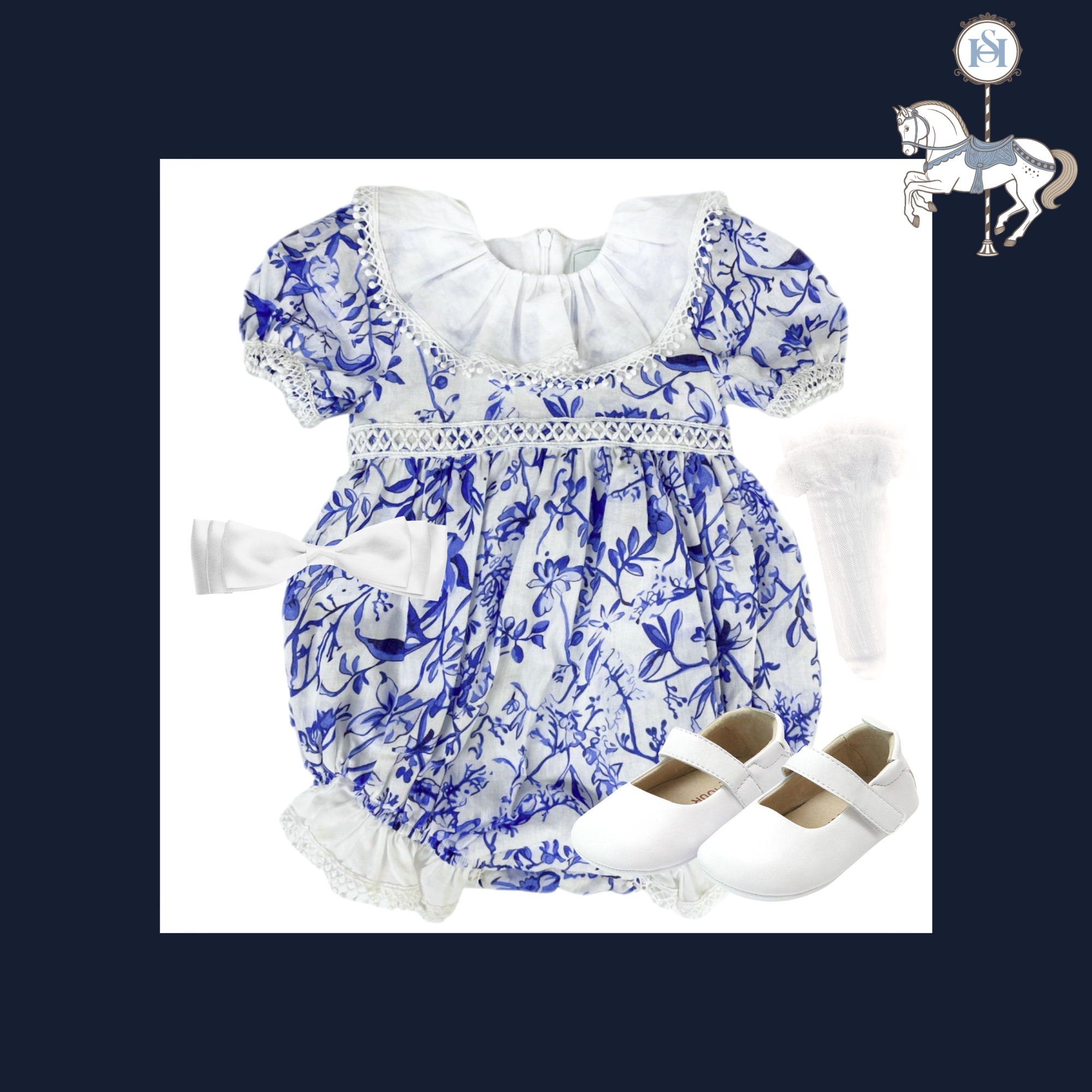THE CHINOISERIE TERRACE | Baby Girl Toile Romper Ensemble | Nº 3 Baby & Child