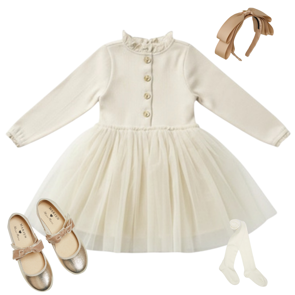 THE CLARA | Girl Ivory Tulle Dress Ensemble