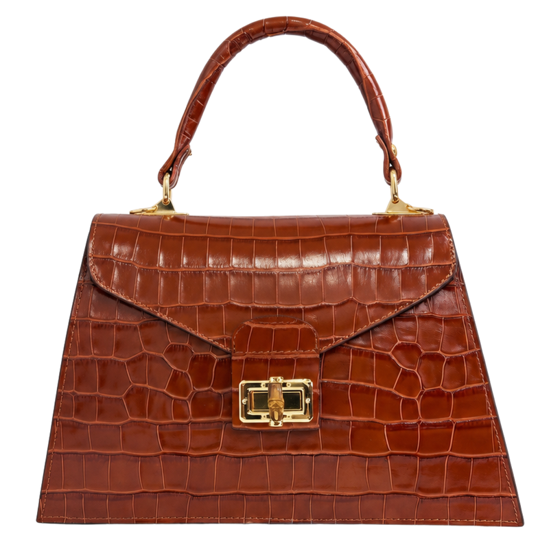 THE TOP HANDLE BAG COGNAC CROCODILE
