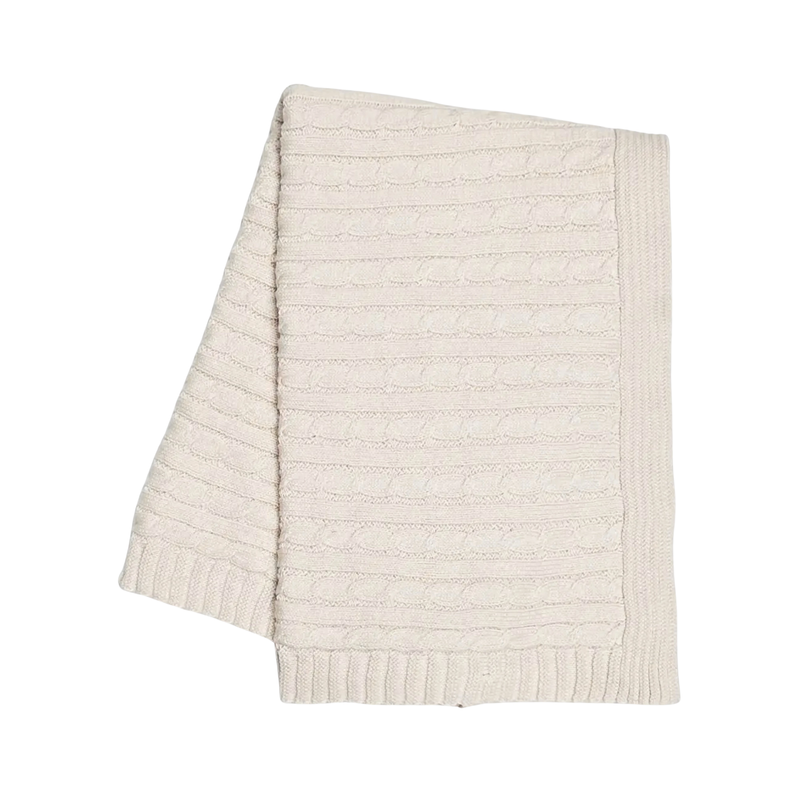 NATURAL MINI CABLE KNIT BLANKET