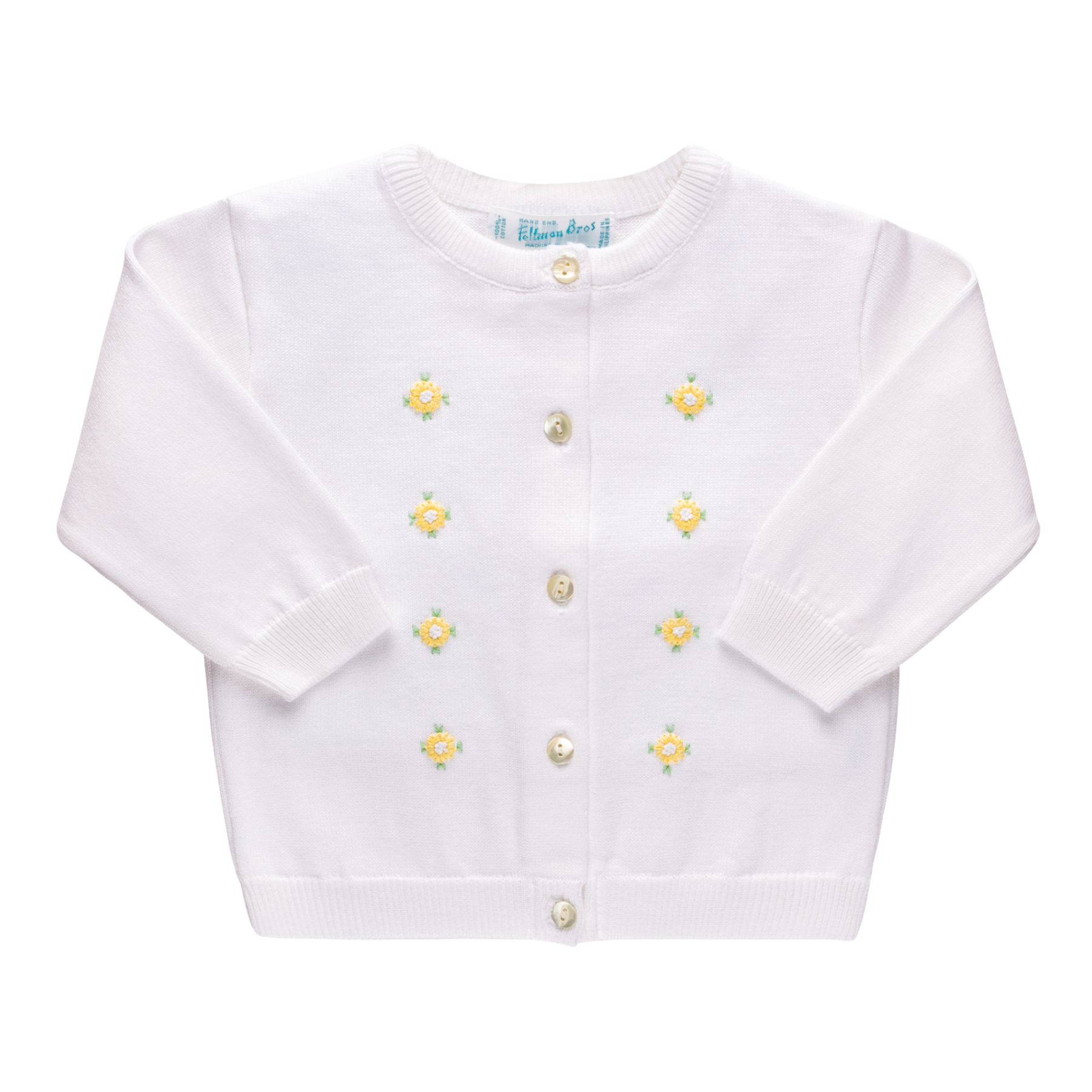 CLASSIC CARDIGAN WITH DAISY EMBROIDERY | Feltman Brothers
