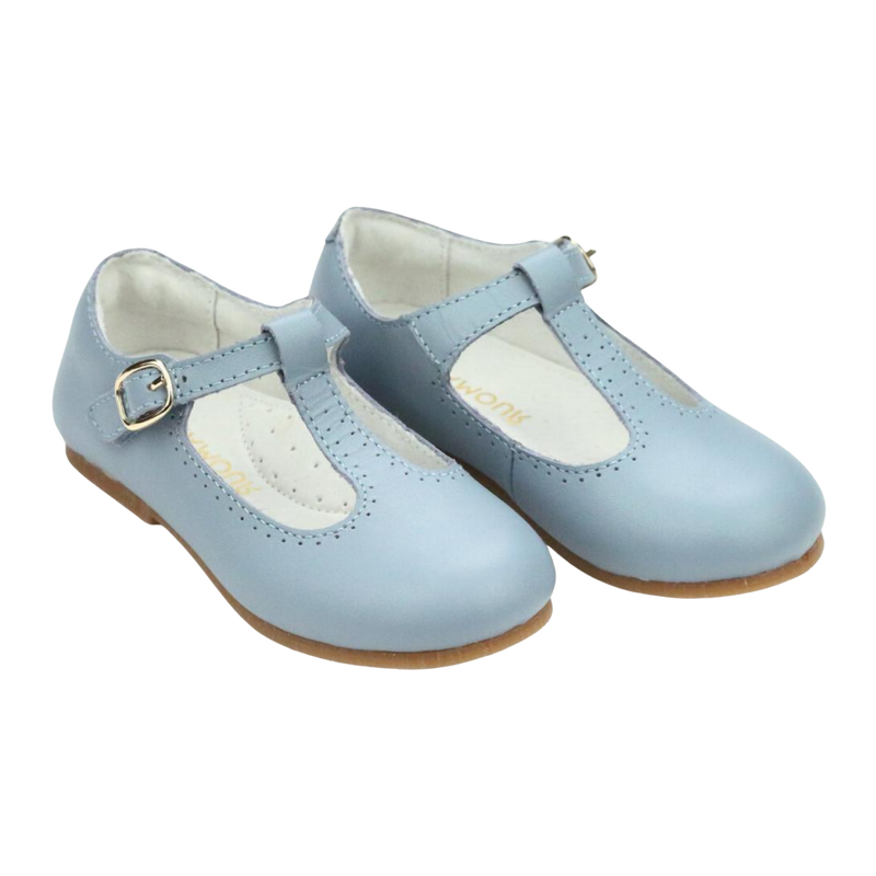 Dusty Blue T-Strap Flats