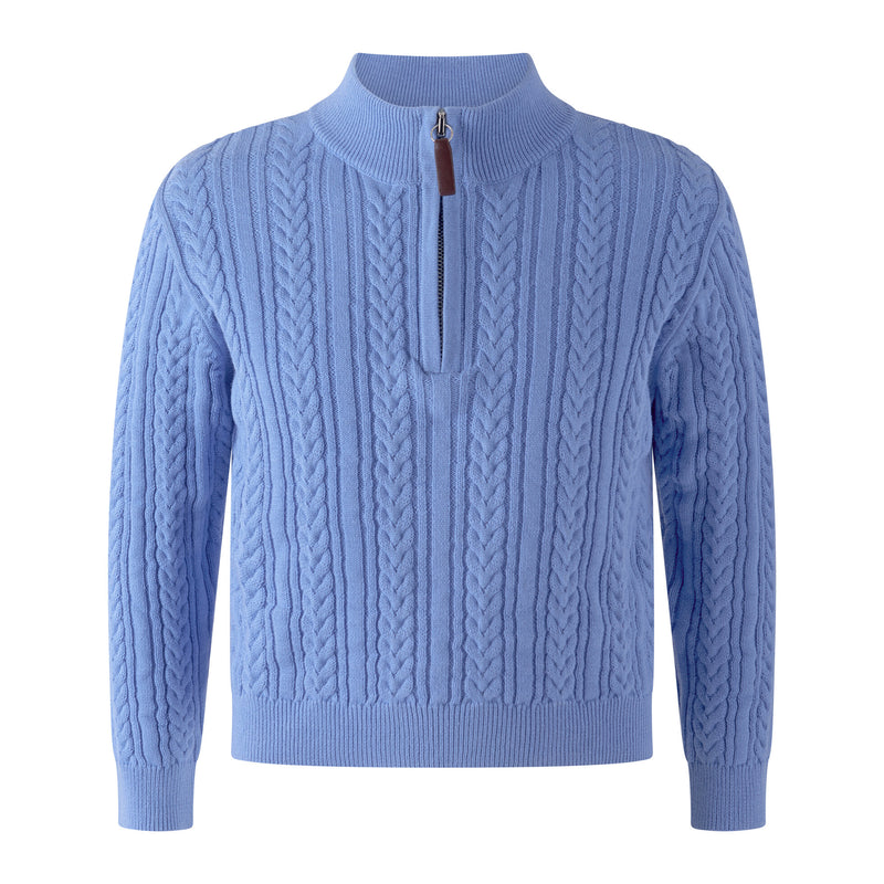 French Blue Half-Zip Sweater