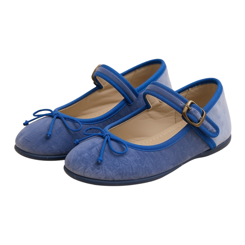 French Blue Velvet Ballet Flats