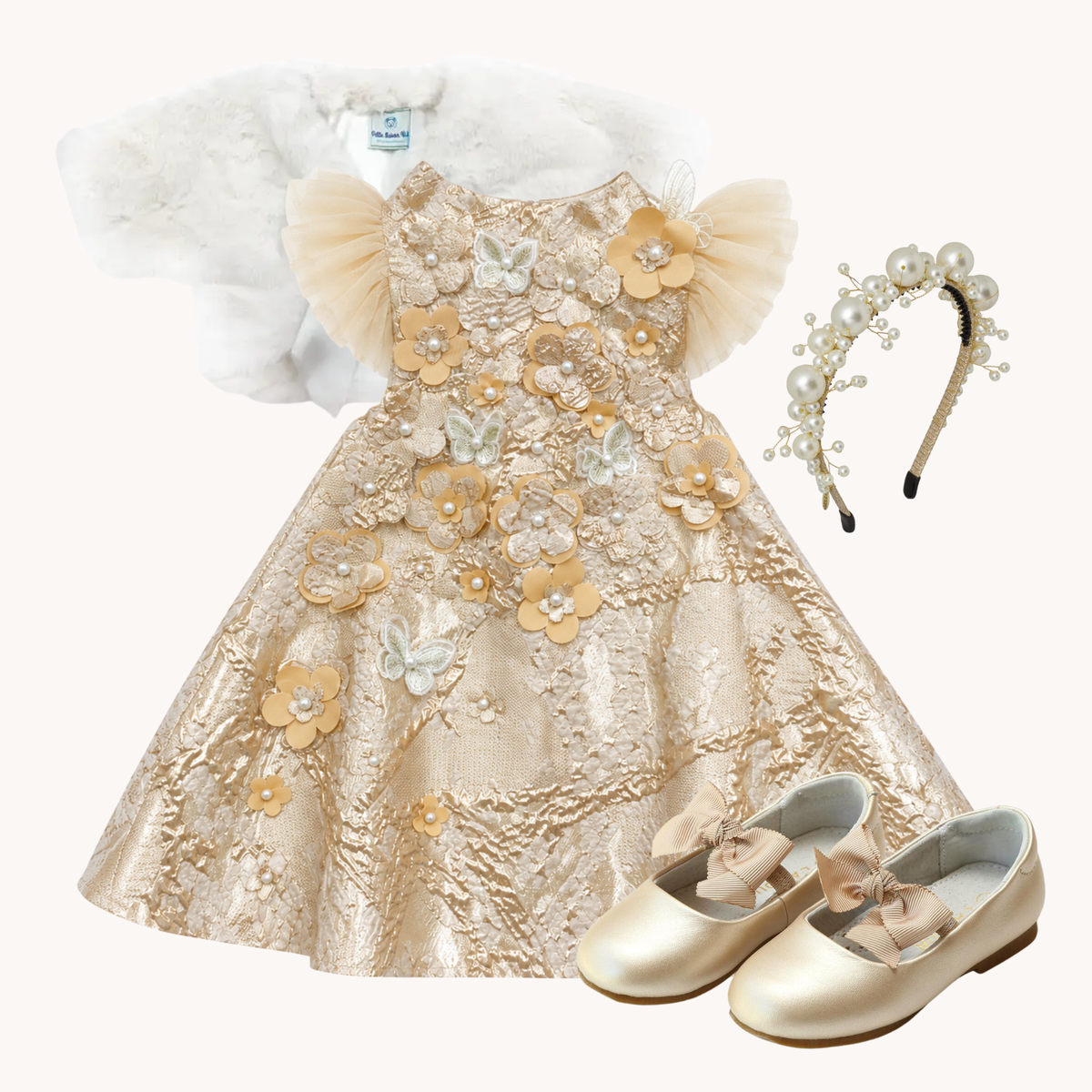 THE GILDED PETAL | Girl 3-D Floral & Butterfly Dress Ensemble