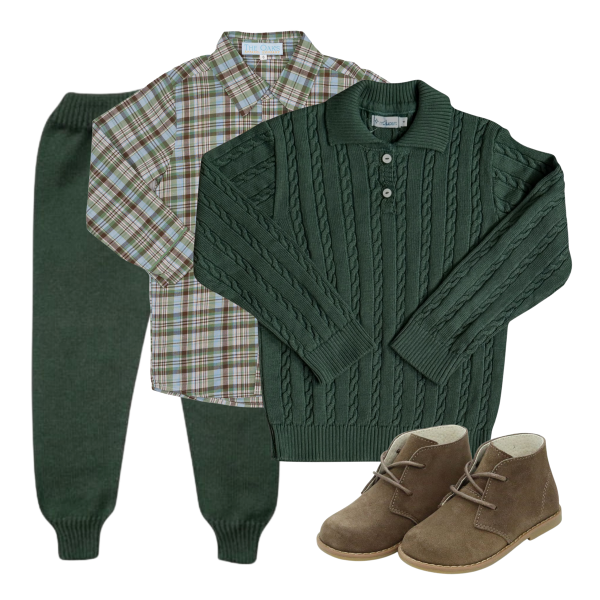 THE GLENMORE | Boy Forest Green Cable-Knit Ensemble