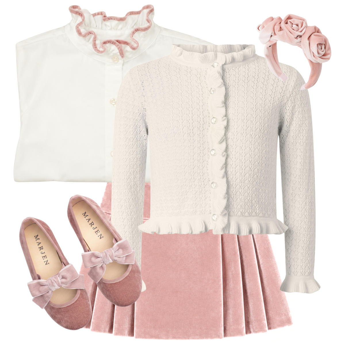 THE ISABELLA | Girl Brush & Roses Sweater & Skirt Ensemble