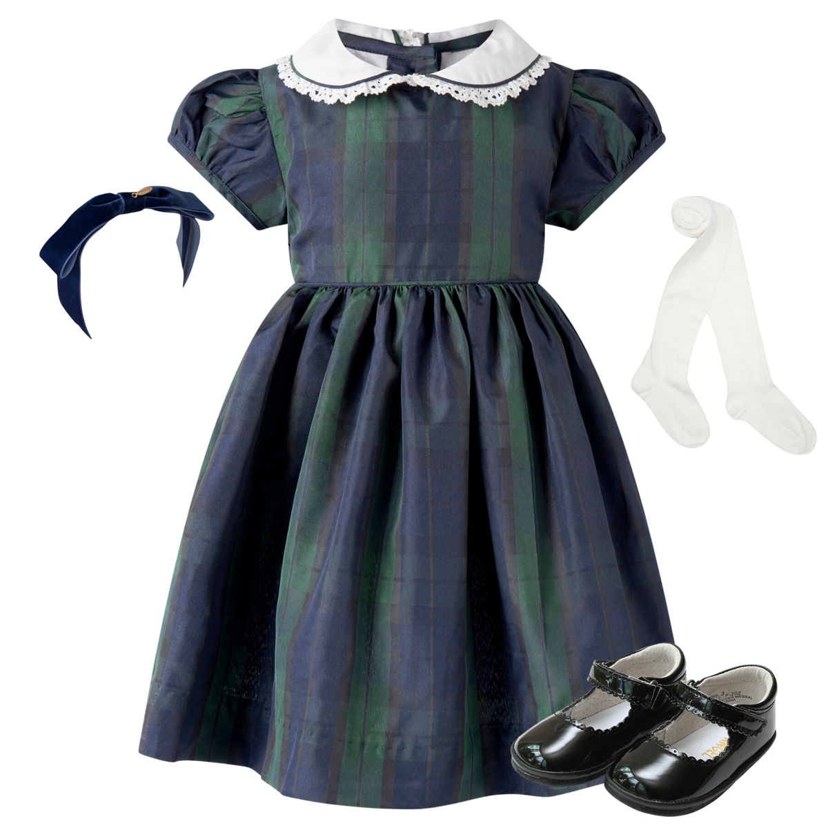 THE ISLA | Baby Girl Black Watch Dress Ensemble