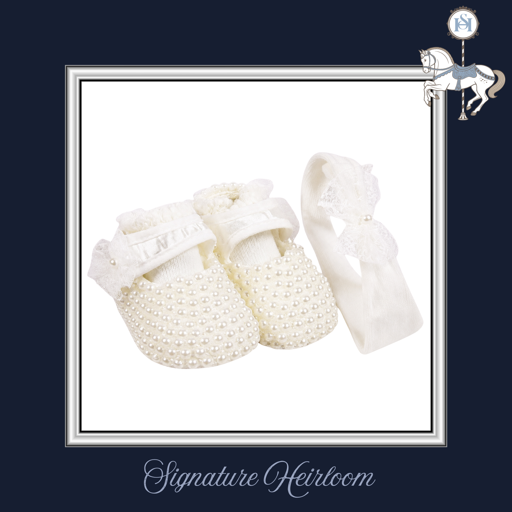 IVORY PEARL SLIPPERS & HEADBAND NEWBORN GIRL| Nº 3 Baby & Child