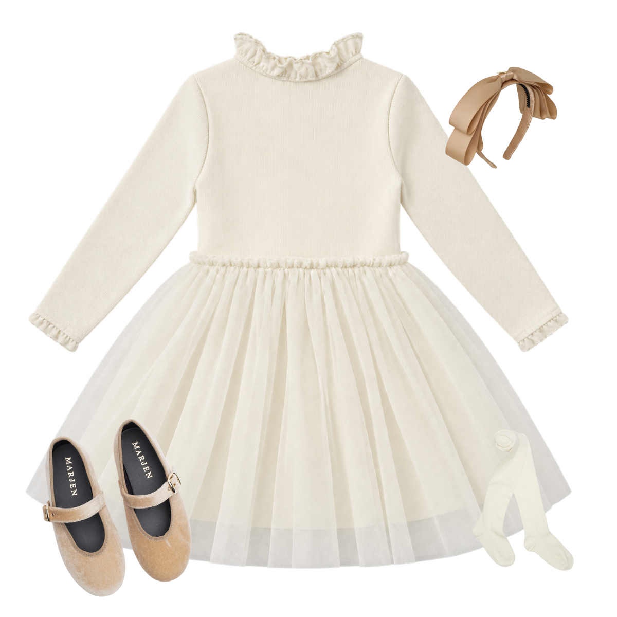 THE CLARA | Girl Ivory Tulle Dress Ensemble