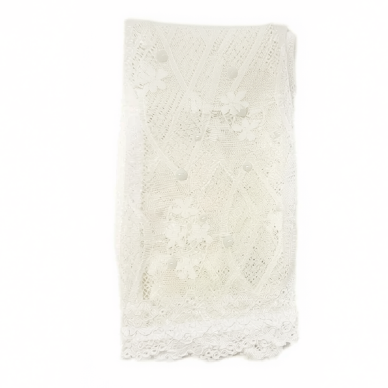 Ivory Full Lace Socks with Pearls