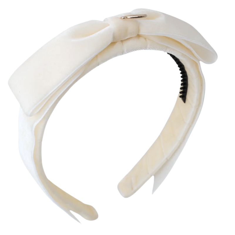 Ivory Velvet Matilda-style Headband