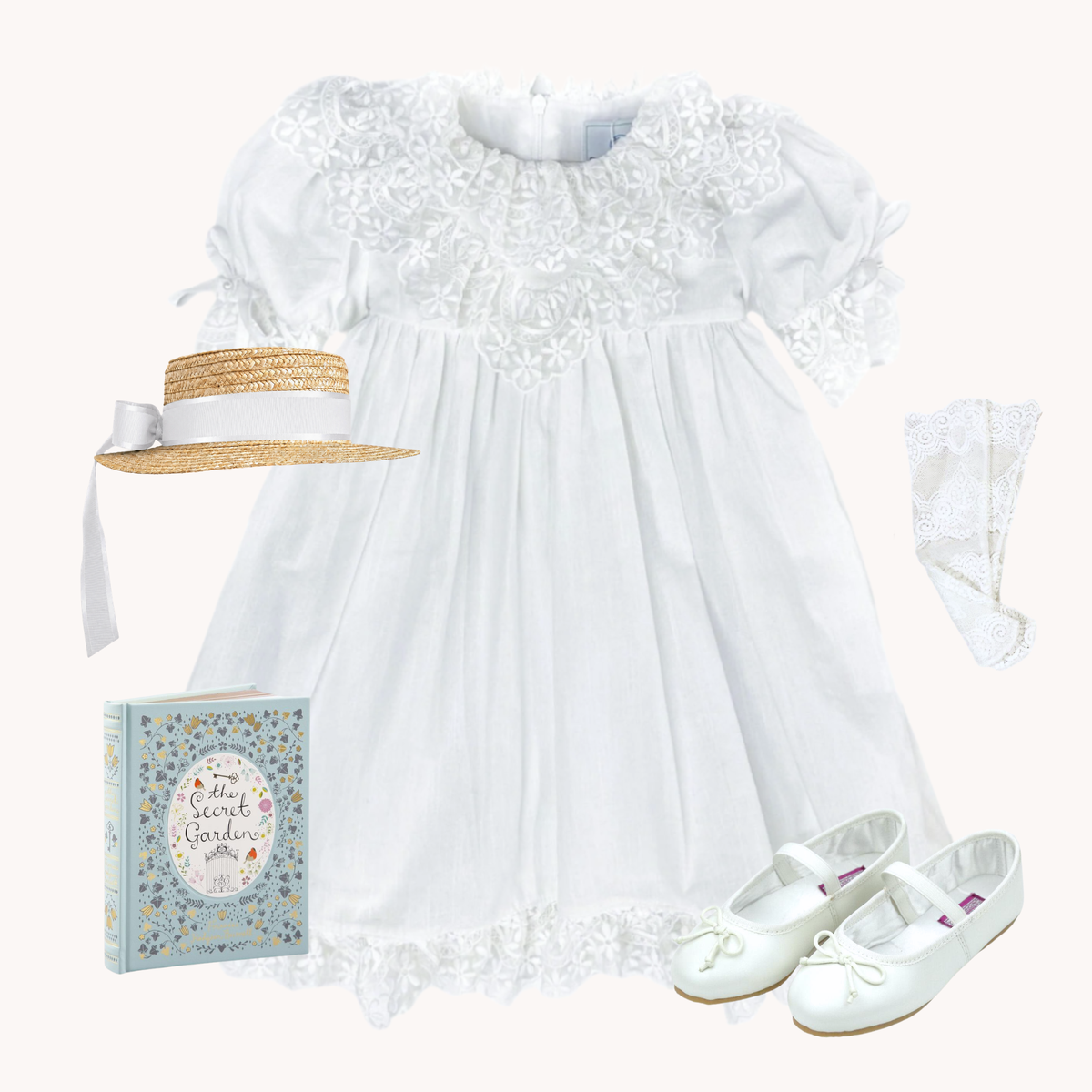 THE JARDIN BLANC | Girl Heirloom Linen Dress Ensemble