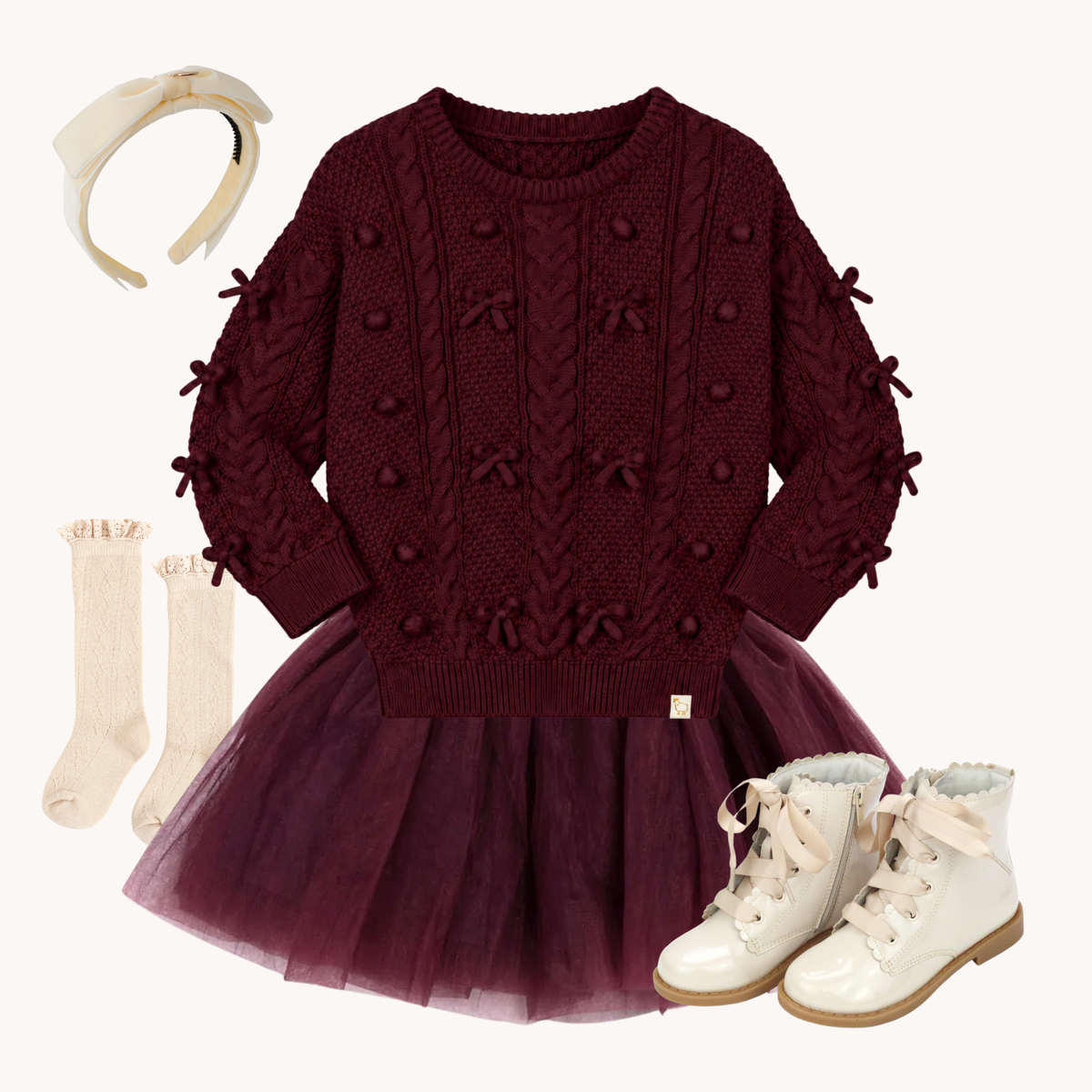 THE JULIETTE | Girl Burgundy Sweater & Skirt Ensemble