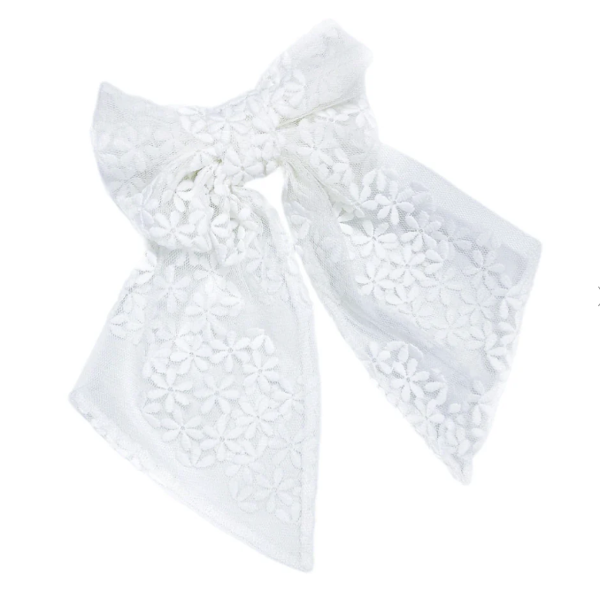 White Lace Hair Bow