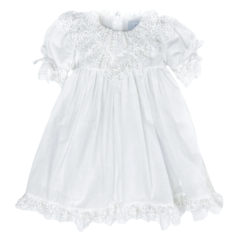 White Linen & Lace Dress