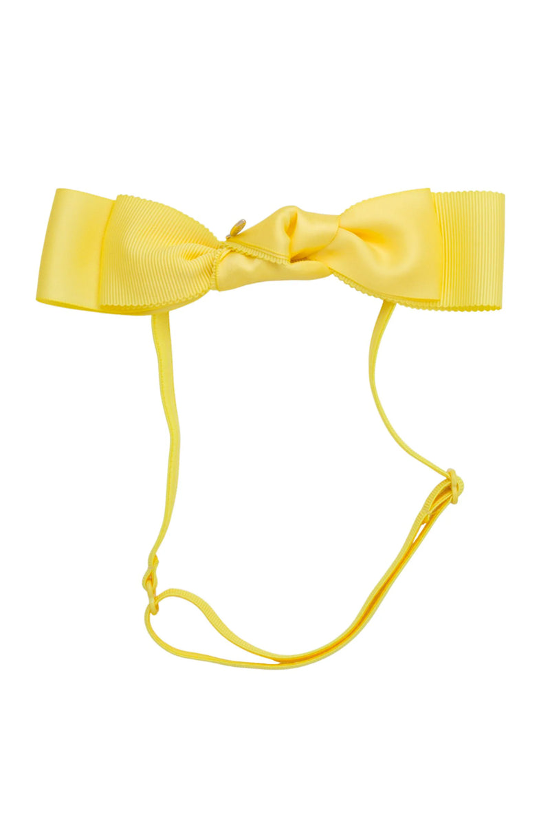 Yellow Knotted Grosgrain & Satin Headband Wrap