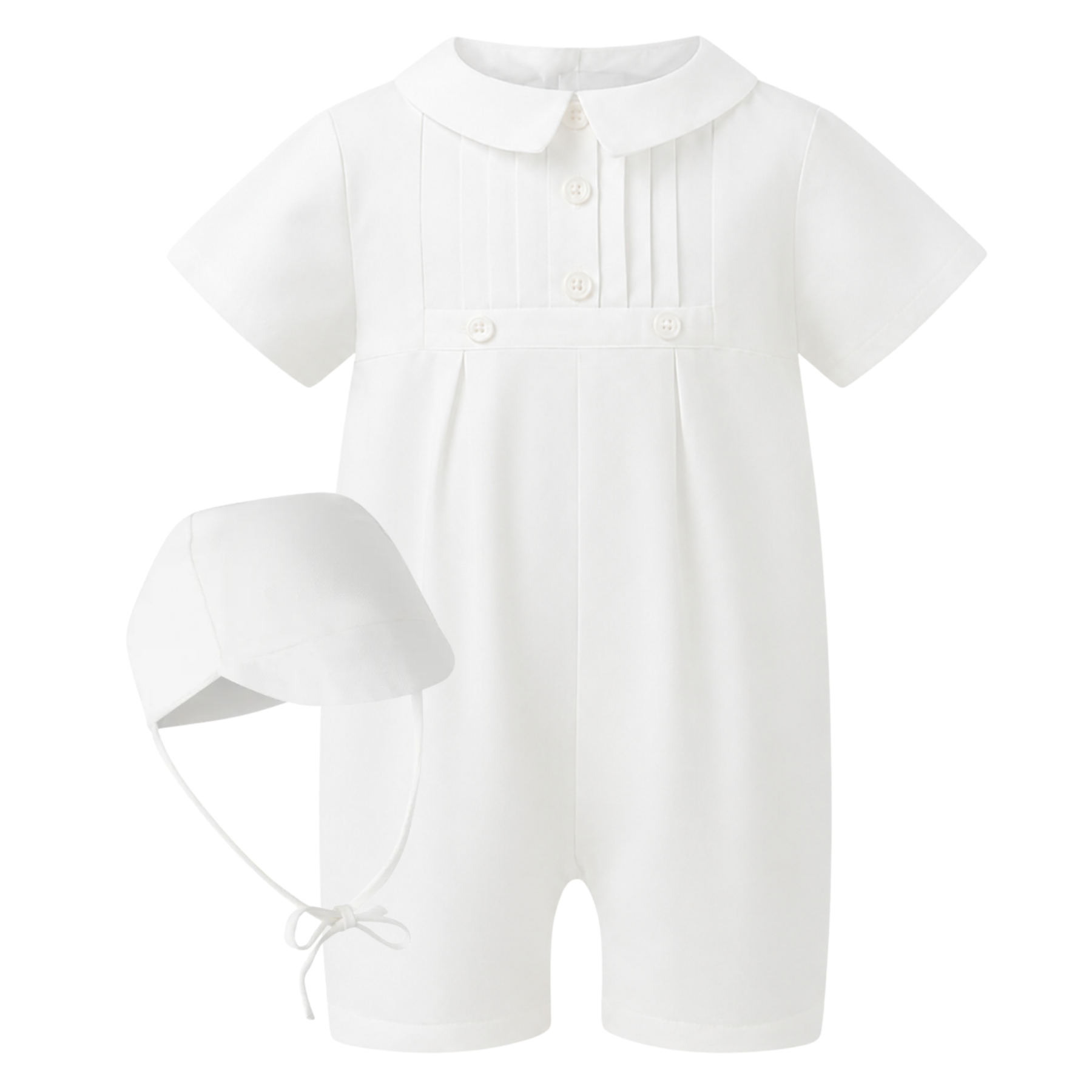 LINEN PLEATED BABYSUIT & BONNET | Rachel Riley